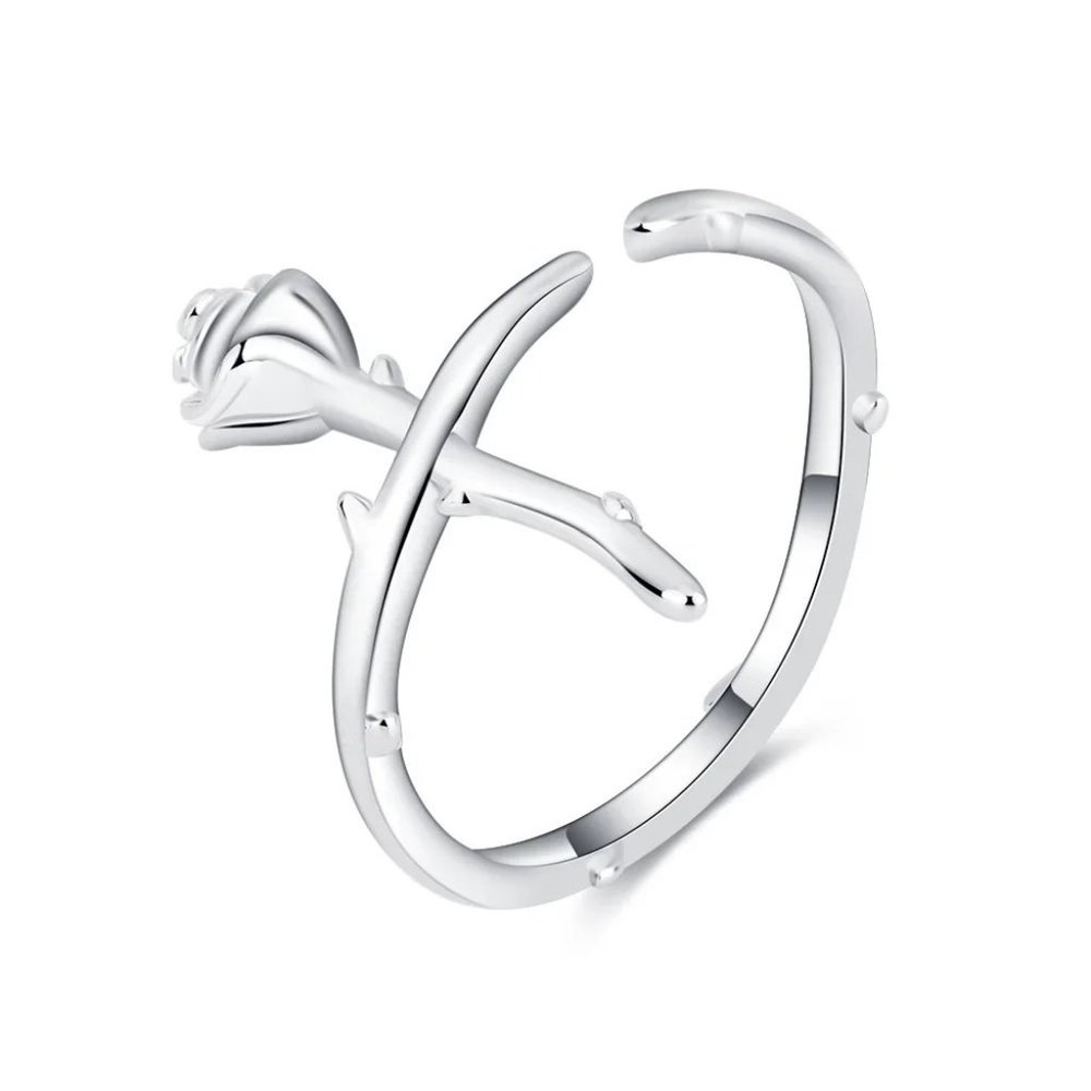 925 Sterling Silver Rose Band Ring Open Ring Ajustable Wide Band Line Rings - Picture 2 of 5